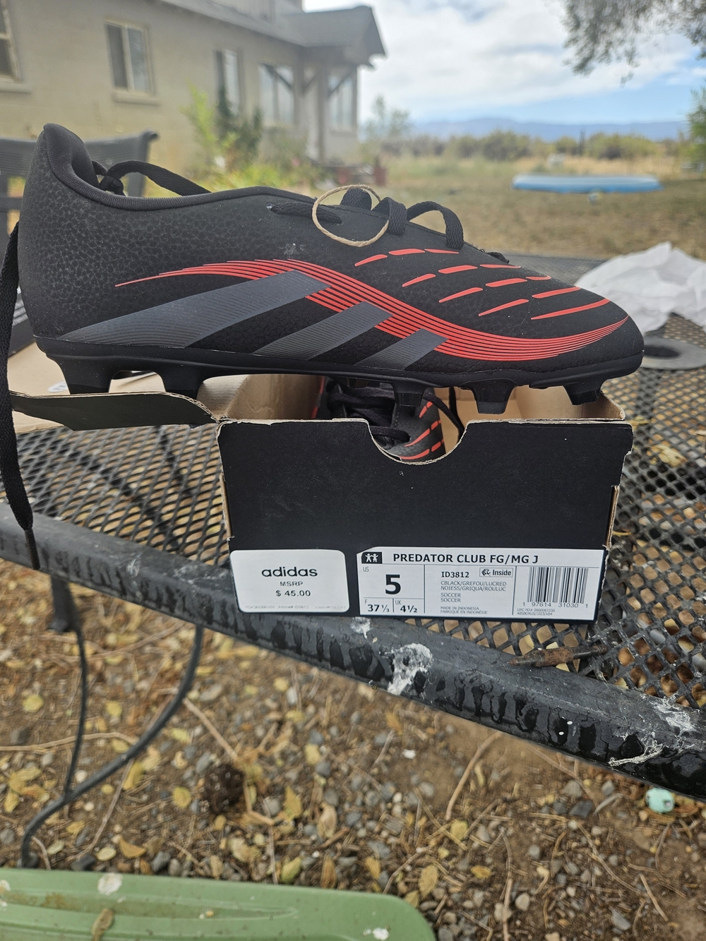 adidas Predator Club FG Soccer Cleats - Black with Red Accents